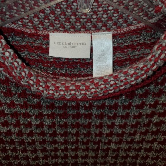 Women's Liz Claiborne, Sweater, Size M, Red/gray, long sleeve, Great Condition! - Picture 2 of 3
